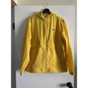 Men’s Lacoste Taffeta Lined Windbreaker Jacket Sport Hooded Yellow NWT Size 50